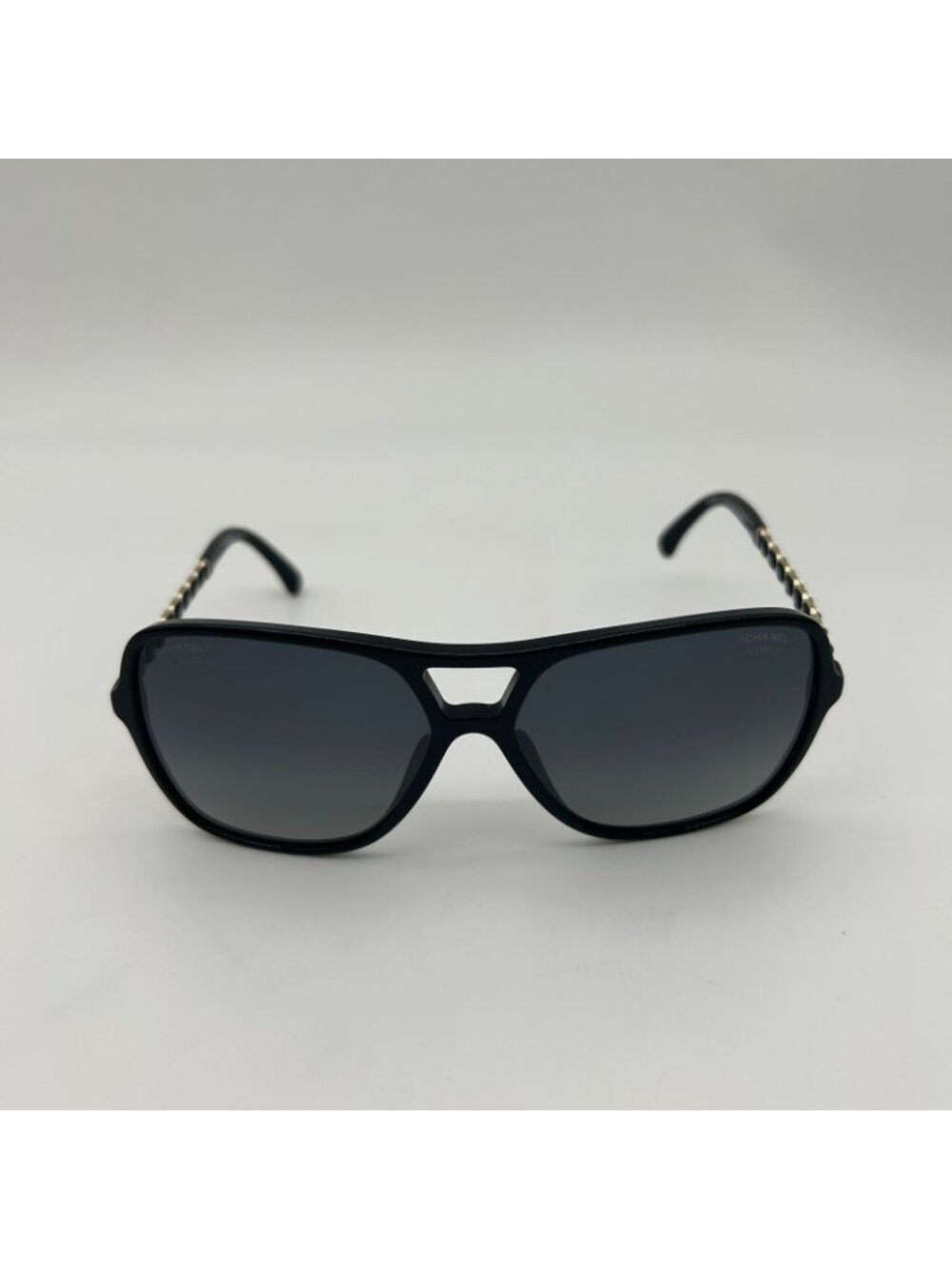 Chanel CC Logo Polarized Sunglasses Black Gray Gradient Eyewear - Picture 2 of 12